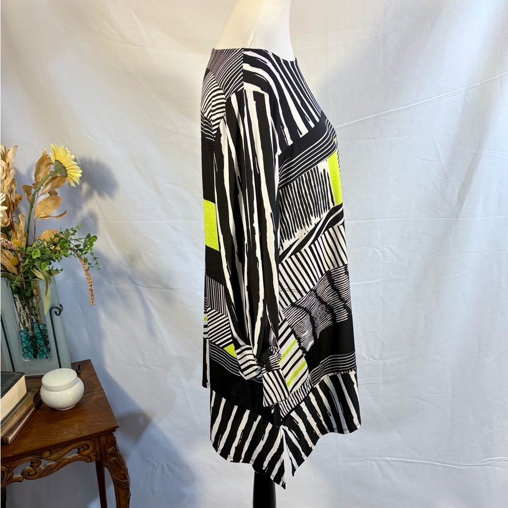 IC by Connie K Abstract Stripe Wearable Art Tunic Tie Sleeve Top USA Sz M🧡 - Picture 5 of 12